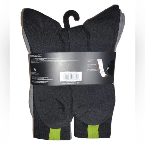 Spyder Crew Socks 5 Pair Men 6-12 White Black Gray Green Mixed Logo Cushion Ski - Picture 3 of 11